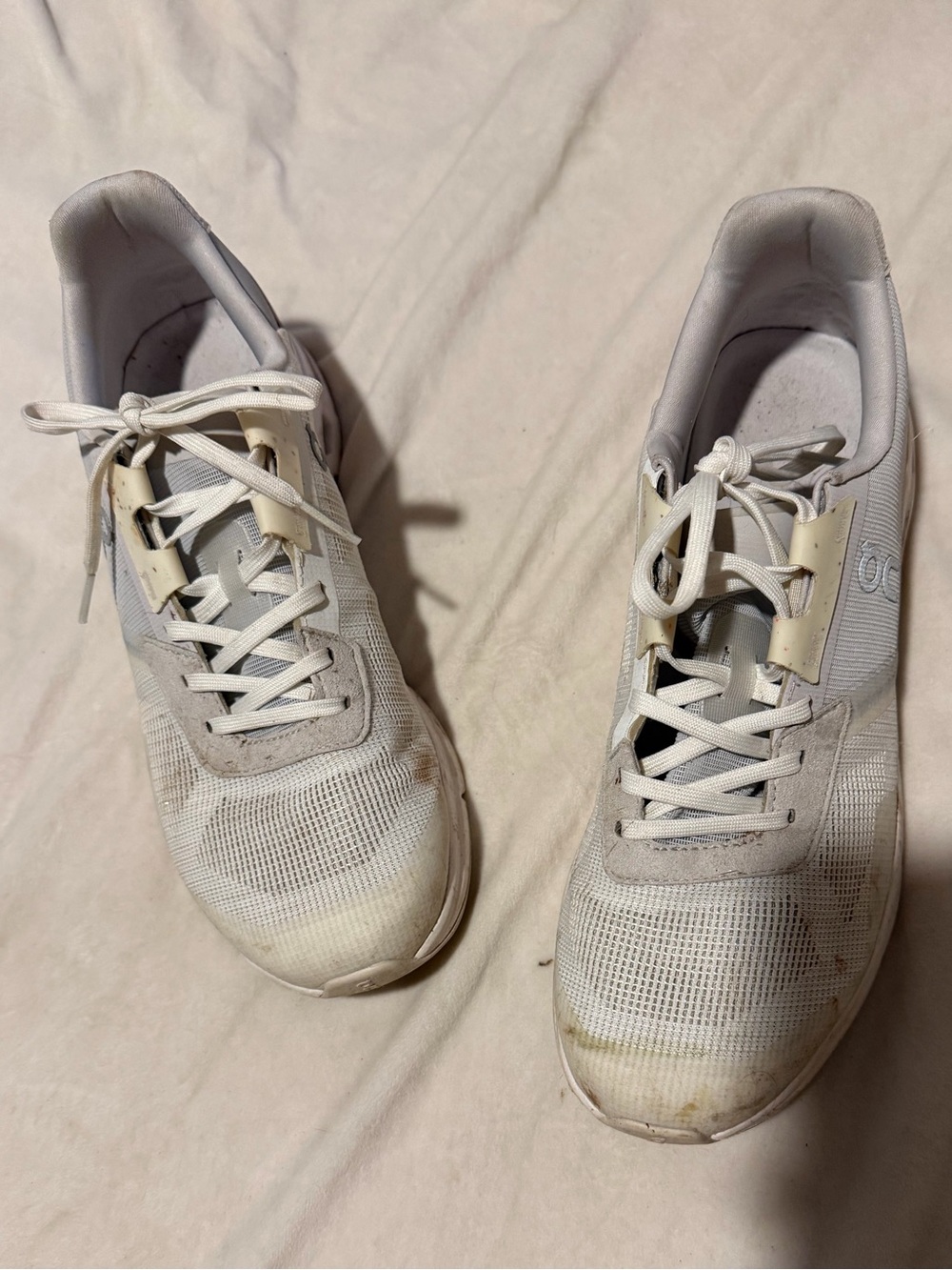 On Running Off-White Knit Lace-Up Sneakers